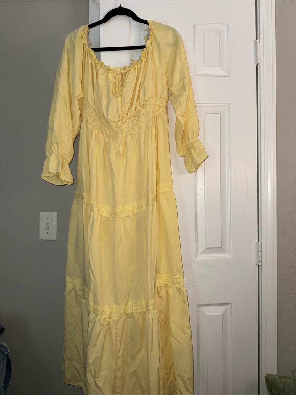 SHEIN Yellow Peasant-Style Maxi Dress
